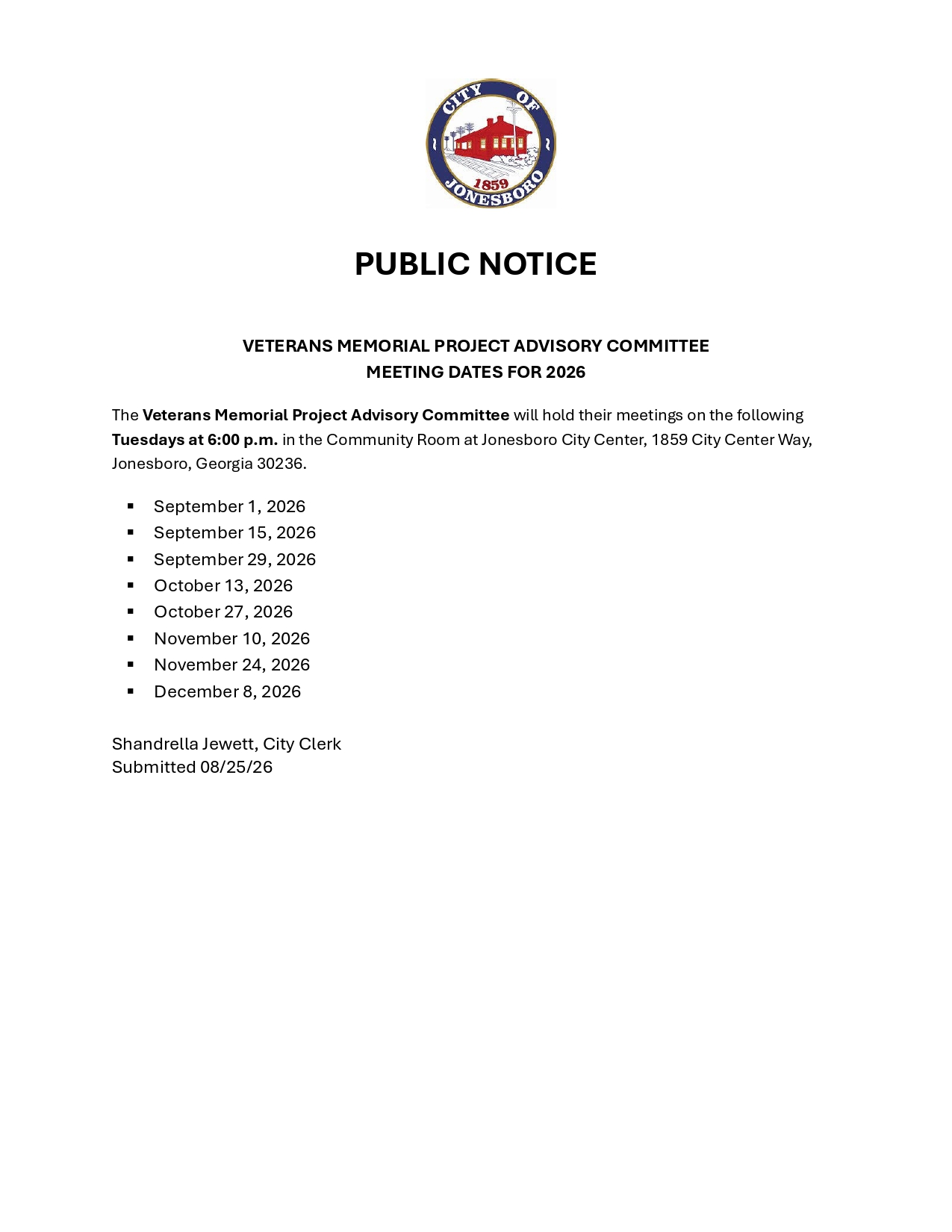 PUBLIC NOTICE 